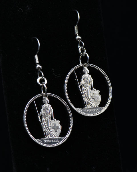 Switzerland - Cut Coin Earrings with Helvetia