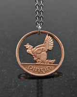 Ireland - Hen with Chicks Cut Coin Pendant