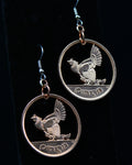 Ireland - Cut Coin Earrings with Hen