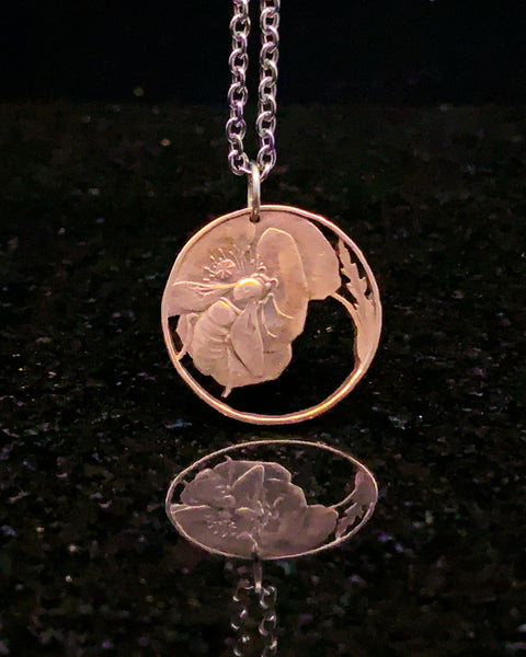 Italy - Cut Coin Pendant with Bee