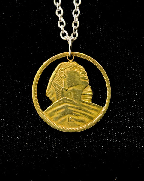 Egypt - Cut Coin Pendant with Sphinx