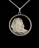Egypt - Silver Cut Coin Pendant with Sphinx