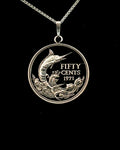 Bahamas - Silver Cut Coin Pendant with Swordfish