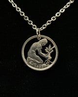 Germany - Cut Coin Pendant with Woman Planting Oak Tree