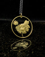 Slovakia - Cut Coin Pendant with Bee on Flower