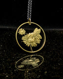 Slovakia - Cut Coin Pendant with Bee on Flower
