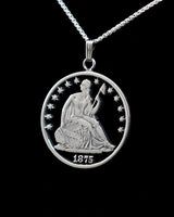 U.S. - Sitting Liberty Silver Half Dollar Cut Coin Pendant