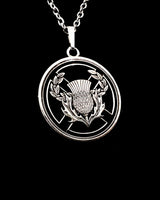 United Kingdom - Silver Thistle Two Pound Cut Coin Pendant