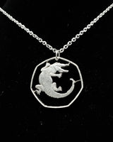 The Gambia - Cut Coin Pendant with Crocodile