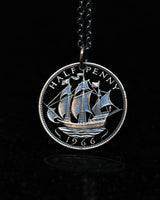 United Kingdom - Ship (with words) Cut Coin Pendant