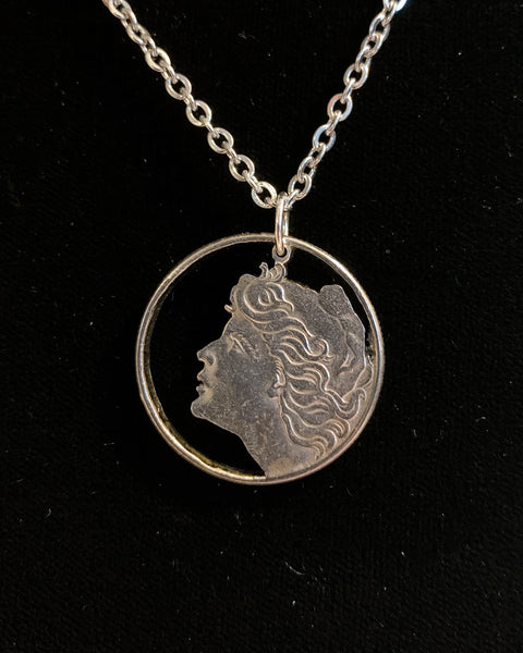Brazil - Cut Coin Pendant with Lady Liberty