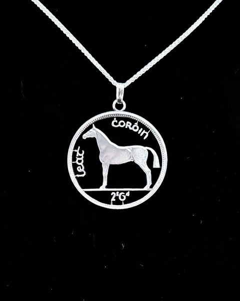 Ireland - Silver Hunter Horse Cut Coin Pendant