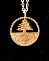 Lebanon - Cut Coin Pendant with Cedar Tree