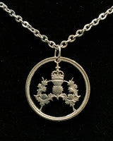 United Kingdom - Cut Coin Pendant with Crowned Thistle