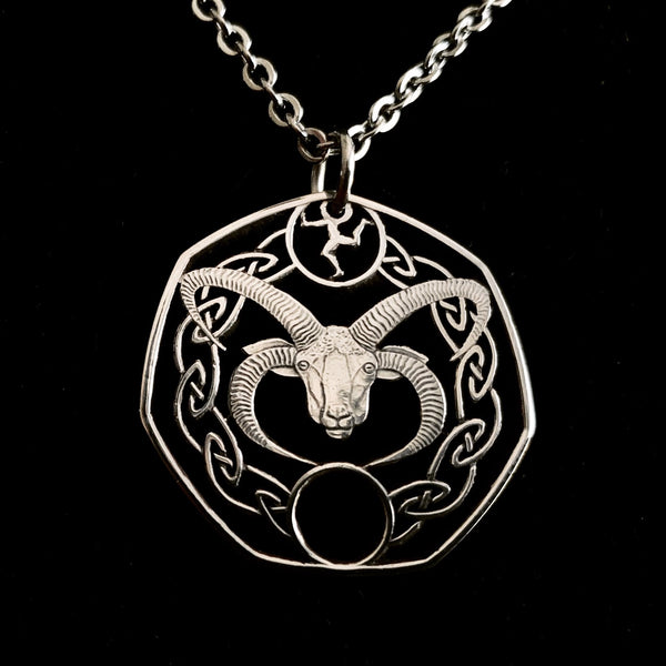 Isle of Man - Manx Loaghton Sheep Cut Coin Necklace