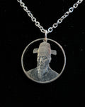 South Korea - Cut Coin Pendant with Admiral Yi Sun-sin
