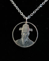 South Korea - Cut Coin Pendant with Admiral Yi Sun-sin
