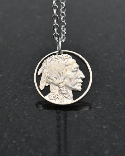 U.S. - Indian Head Nickel Cut Coin Pendant