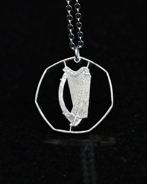Ireland - Cut Coin Pendant with Harp (50 Pence)