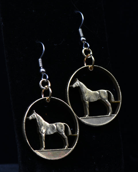 Ireland - Cut Coin Earrings with Horse