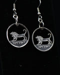 Israel - Cut Coin Earrings with Stylized Lion