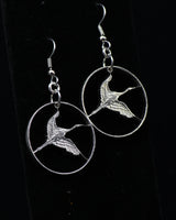 South Korea - Cut Coin Earrings with Crane