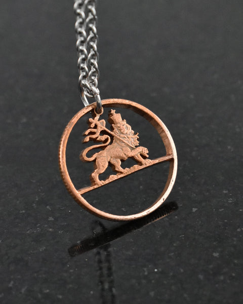 Ethiopia - Cut Coin Pendant with Lion