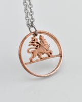 Ethiopia - Cut Coin Pendant with Lion