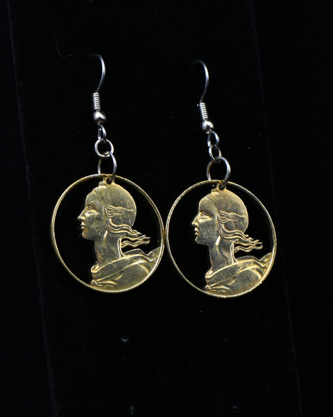 France - Cut Coin Earrings with Marianne