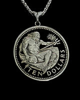 Barbados - Silver Cut Coin Pendant with Neptune