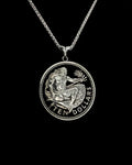 Barbados - Silver Cut Coin Pendant with Neptune