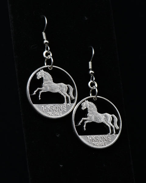 Norway - Cut Coin Earrings with Horse