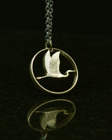 New Zealand - Cut Coin Pendant with Kotuku White Heron