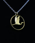 New Zealand - Cut Coin Pendant with Kotuku White Heron