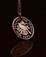 New Zealand - Tui Bird Cut Coin Pendant (with words)