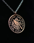 New Zealand - Tui Bird Cut Coin Pendant (with words)