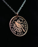 New Zealand - Tui Bird Cut Coin Pendant (with words)