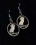 Greece - Cut Coin Earrings with Owl
