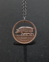 Ireland - Cut Coin Pendant with Pigs