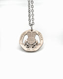 United Kingdom - Cut Coin Pendant with Crowned Tudor Rose