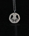 United Kingdom - Cut Coin Pendant with Crowned Tudor Rose