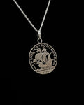 Portugal - Silver Cut Coin Pendant with Ship