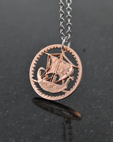 Cyprus - Cut Coin Pendant with Ancient Ship