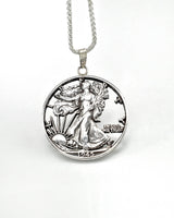 U.S. - Walking Liberty Silver  Half Dollar Cut Coin Pendant