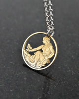 Czechoslovakia - Woman Planting Linden Tree Cut Coin Pendant