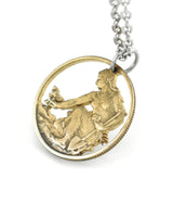 Czechoslovakia - Woman Planting Linden Tree Cut Coin Pendant